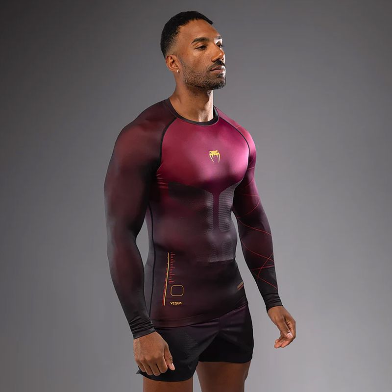 Treniruočių vyriški marškinėliai Venum Tactical XT Rashguards black/burgundy/gold 3