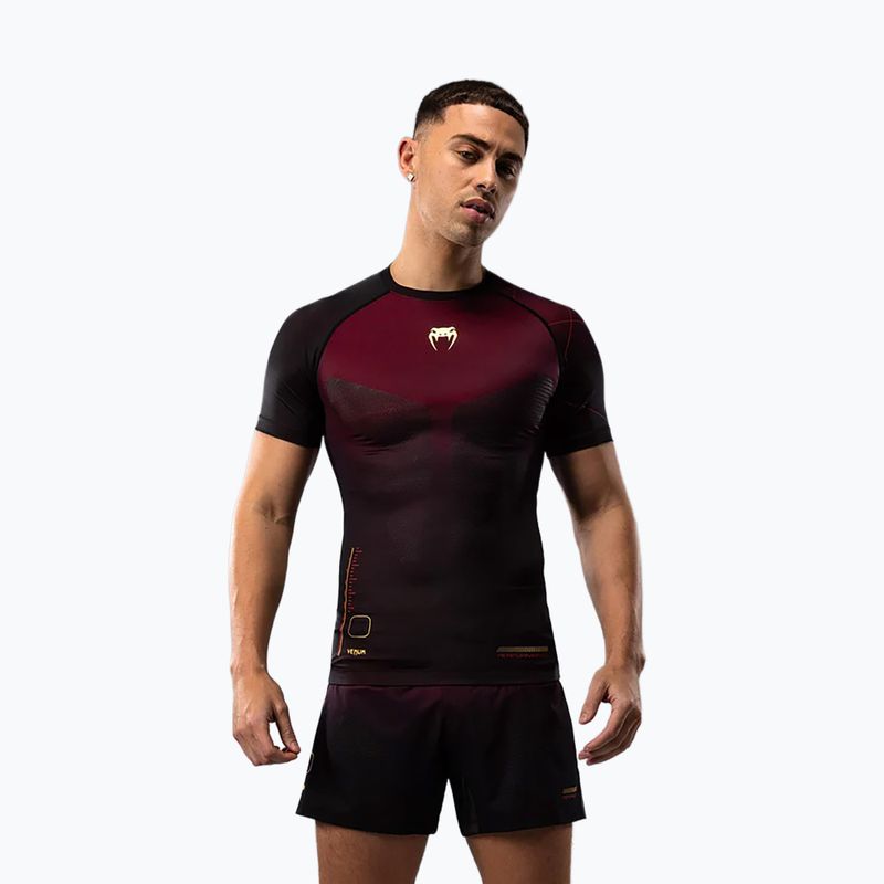 Vyriški treniruočių marškinėliai Venum Tactical XT Rashguards black/burgundy/gold