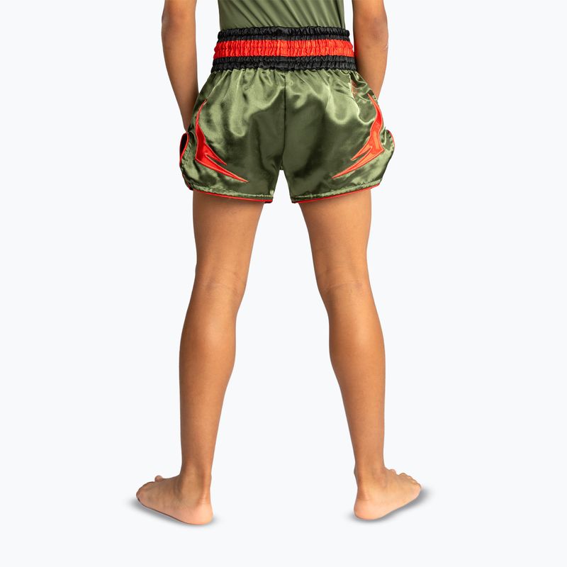 Vaikiški treniruočių šortai Venum Inferno Kids Muay Thai army green/orange 3