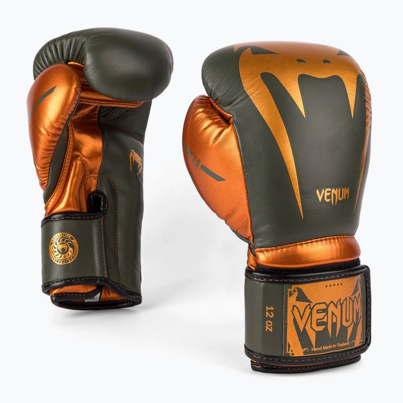 "Venum Giant 3.0" chaki/bronzos spalvos bokso pirštinės 2
