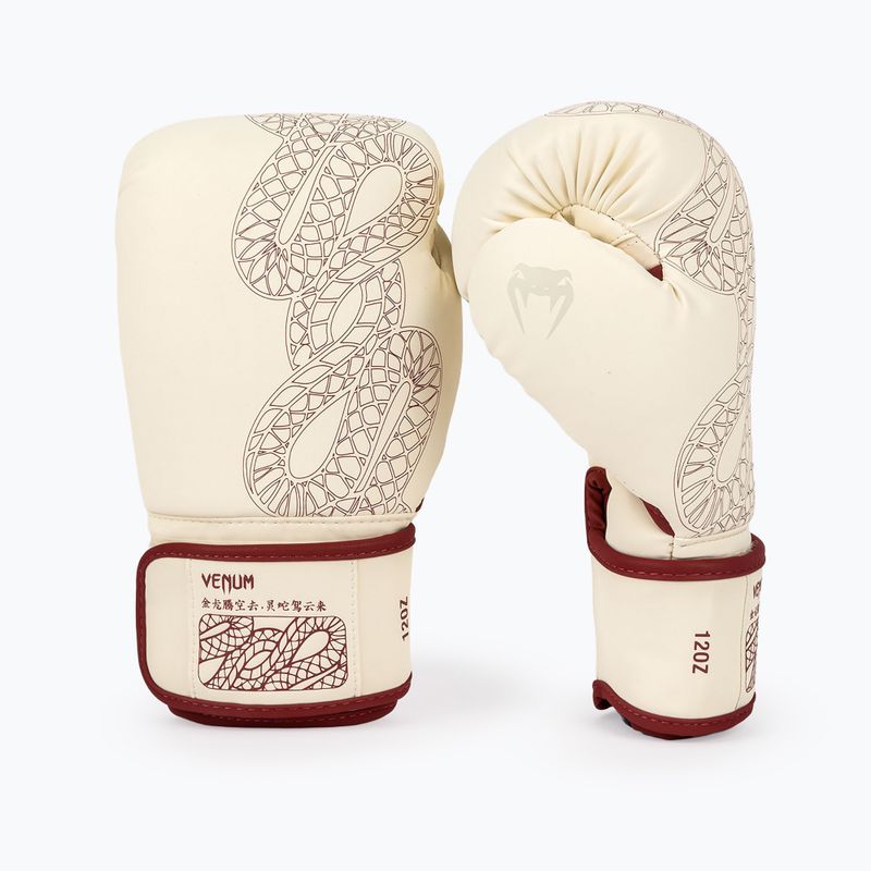 Bokso pirštinės Venum Serpenti Boxing burgundy/ivory 2