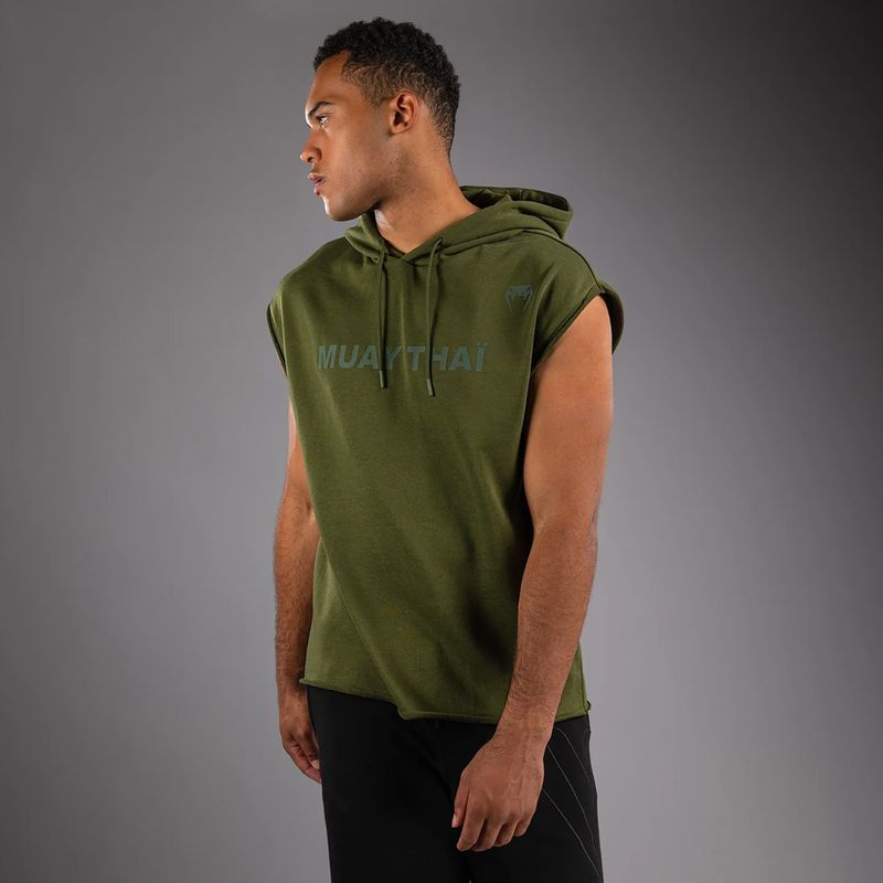 Vyriškas džemperis Venum Muay Thai VT Sleeveless Hoodie military green 3