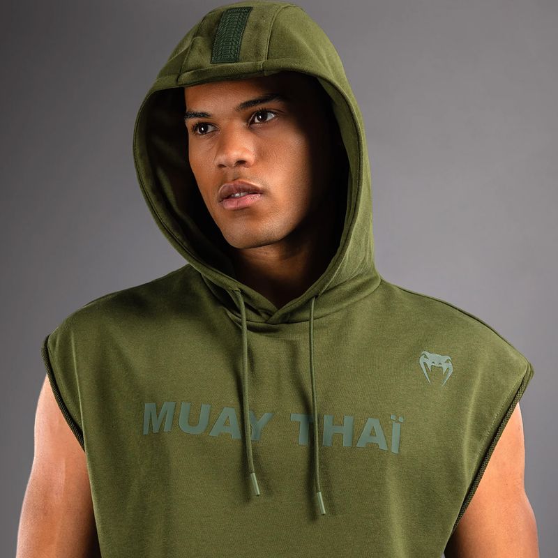 Vyriškas džemperis Venum Muay Thai VT Sleeveless Hoodie military green 4