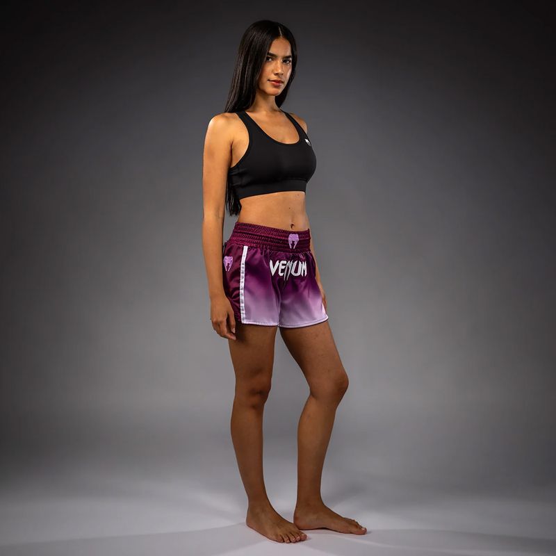 Moteriški treniruočių šortai Venum Iris Muay Thai plum/white 2