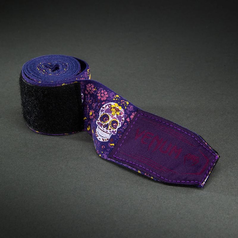 Bokso raiščiai Venum Santa Muerte Handwraps 450 cm dark purple 3