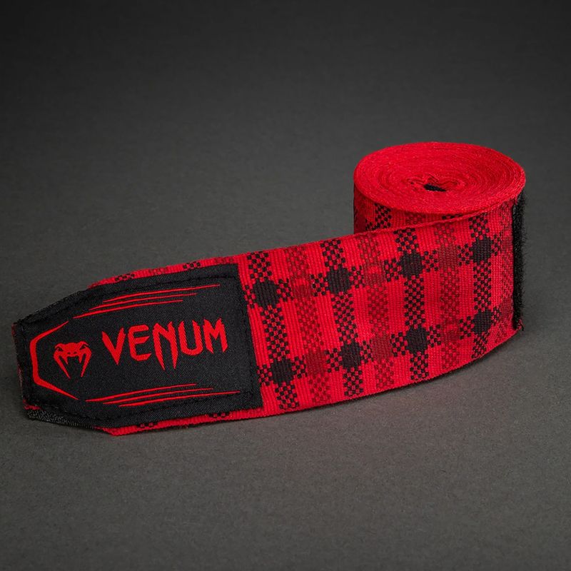 Bokso raiščiai Venum Tartan Handwraps 450 cm fury red 3