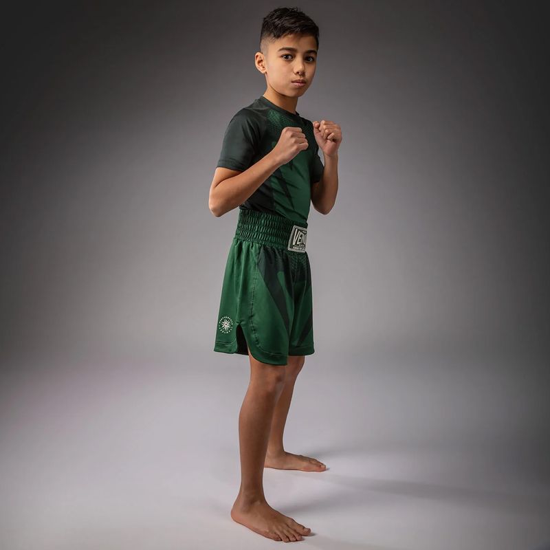Vaikiški treniruočių šortai Venum Attack Kids Boxing forest green/off white 2