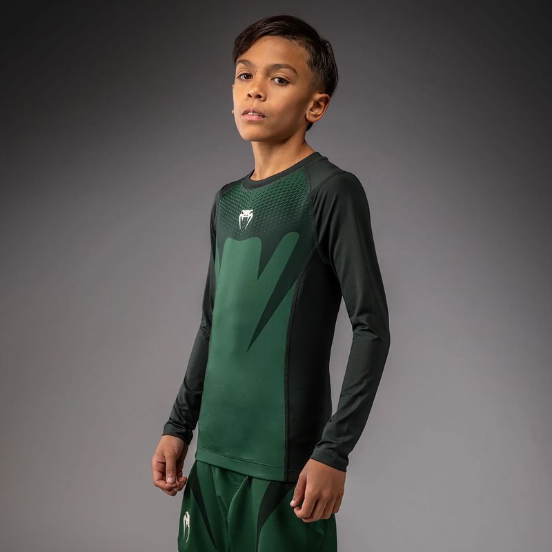 Vaikiškas rashguard Venum Attack Kids Rashguard forest green/off white 3