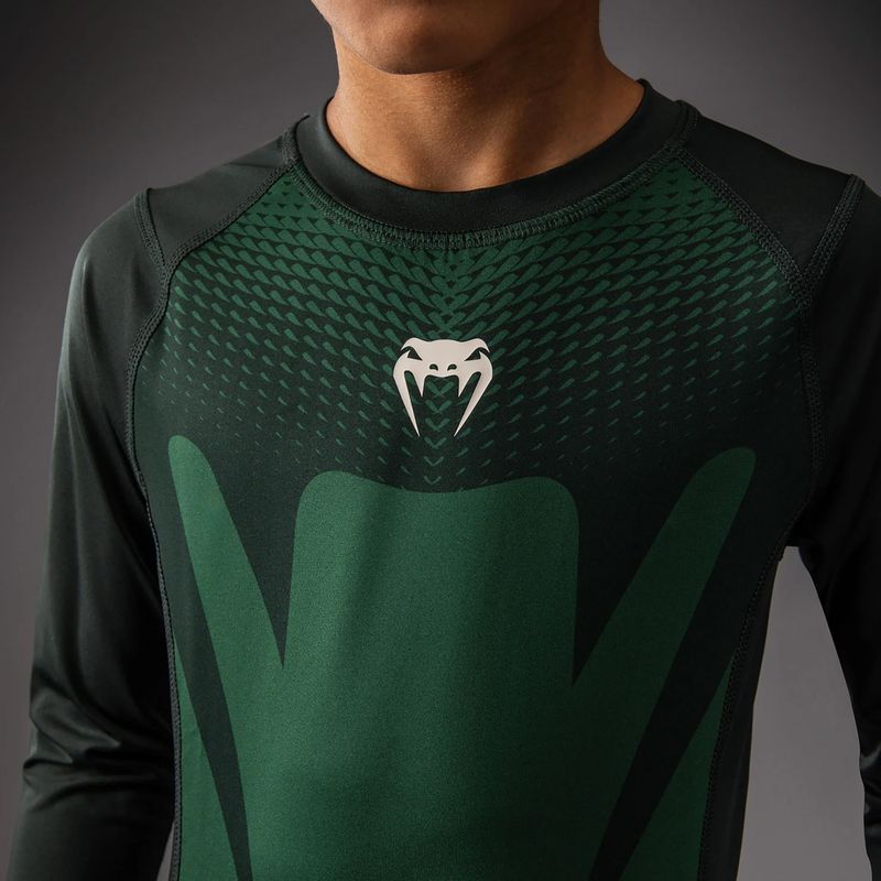 Vaikiškas rashguard Venum Attack Kids Rashguard forest green/off white 4