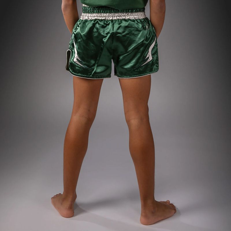 Vaikiški treniruočių šortai Venum Inferno Muay Thai forest green/off white 3