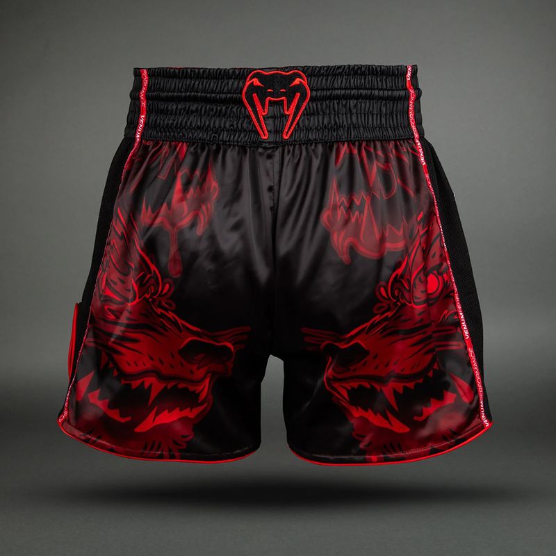 Vyriški treniruočių šortai Venum Wolf Attack Muay Thai Shorts black/red 2