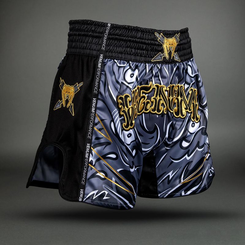 Vyriški treniruočių šortai Venum Wolf Attack Muay Thai Shorts black/grey 3