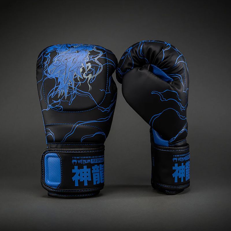 Bokso pirštinės Venum Thunder Dragon Boxing black/royal blue 2