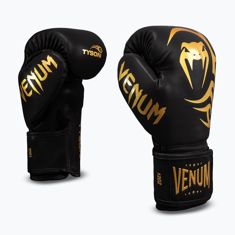 Bokso pirštinės Venum Mike Tyson Replica Boxing black/gold 2