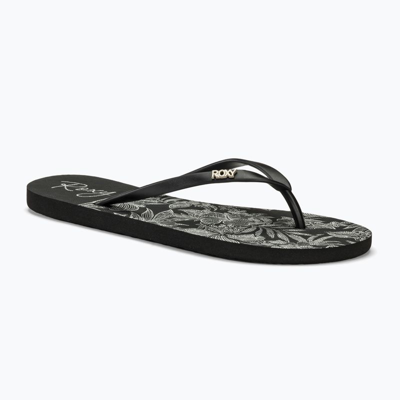 Moteriškos šlepetės per pirštą ROXY Viva Stamp II black/white