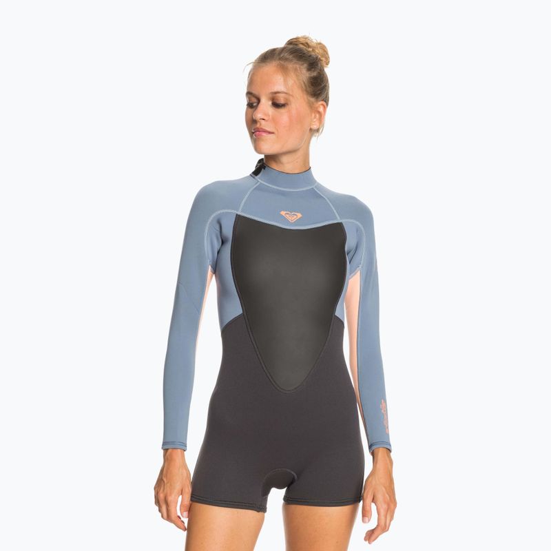 ROXY moteriškas 2/2 Prologue BZ LS SP FL cloud black/powderdgrey/sunglow hidrokostiumas