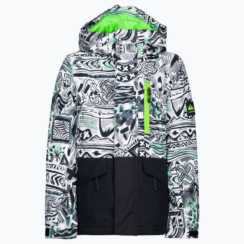 Quiksilver Mission Printed Block vaikiška snieglenčių striukė juoda-balta EQBTJ03147