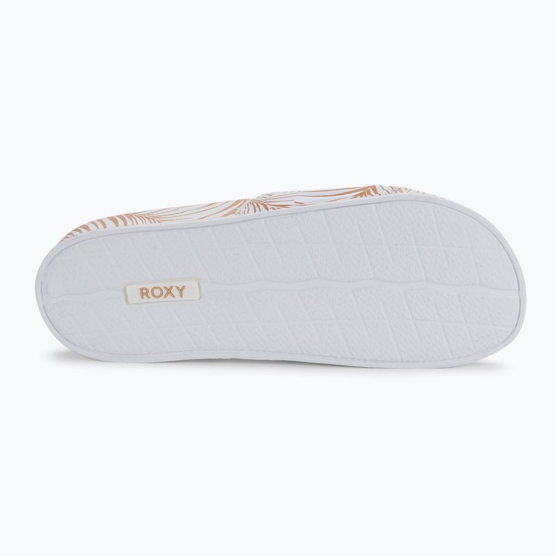 Moteriškos ROXY Slippy Printed white/tan šlepetės 4