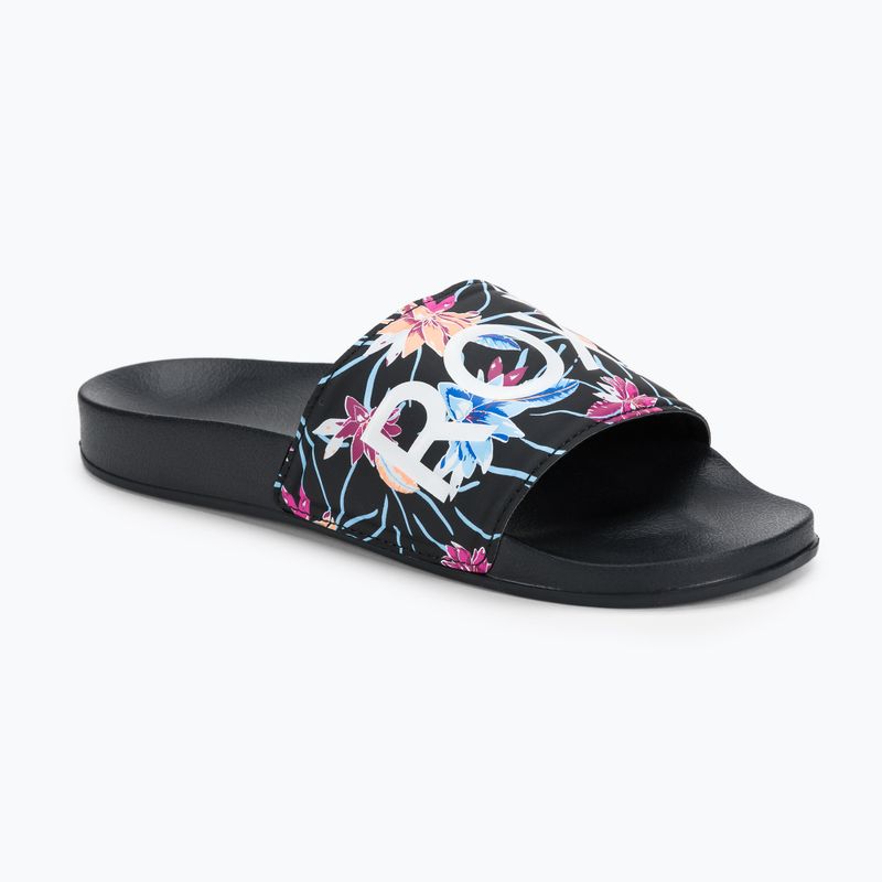 Moteriškos ROXY Slippy II šlepetės black/azela pink