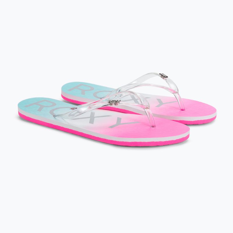 ROXY Viva Jelly moteriškos šlepetės white/crazy pink/turquoise 5
