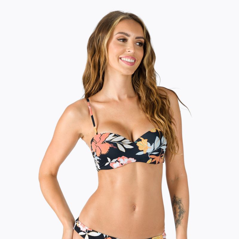 ROXY Beach Classics Moulded Bandeau maudymosi kostiumėlio viršutinė dalis antracitas/island vibes