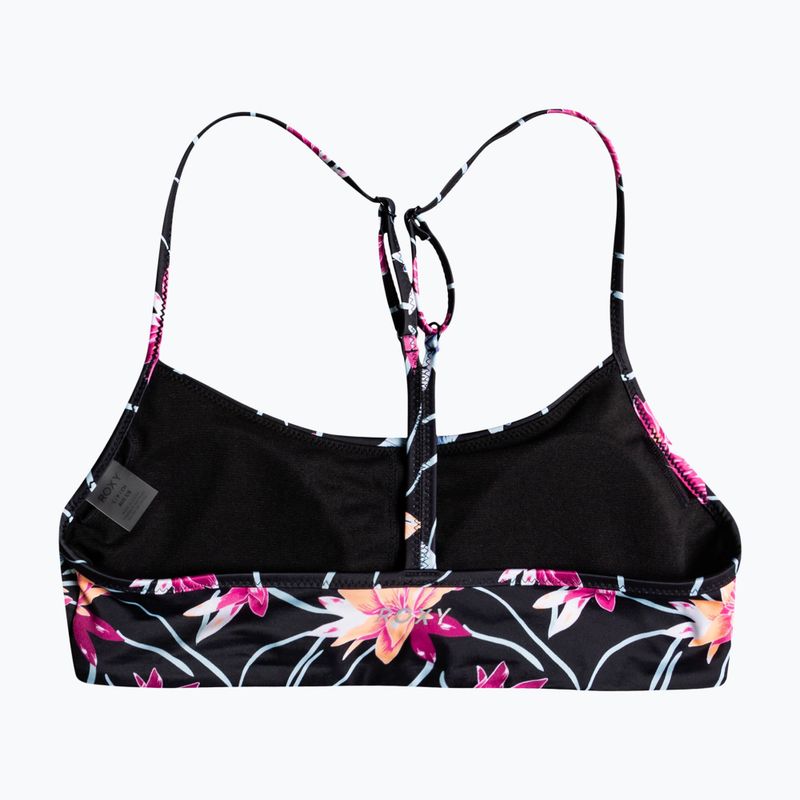 ROXY Active Bralette maudymosi kostiumėlio viršutinė dalis antracito/ gėlių spalvos srautas 6