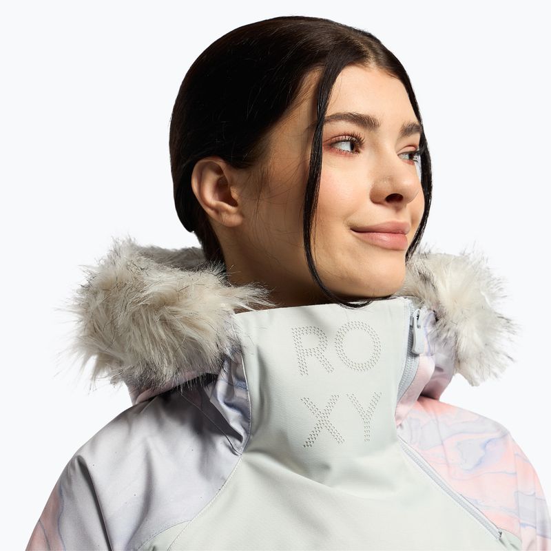 Moteriška snieglenčių striukė ROXY Chloe Kim Overhead pilka, violetinė, marmurinė 5