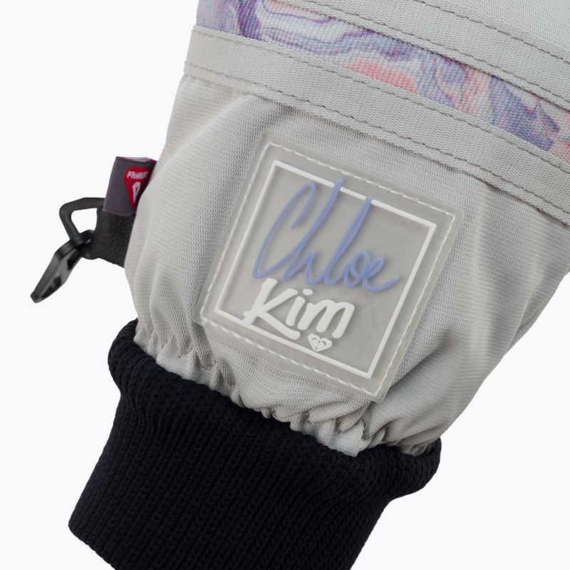 Moteriškos snieglenčių pirštinės ROXY Chloe Kim pilka violetinė marmurinė 4