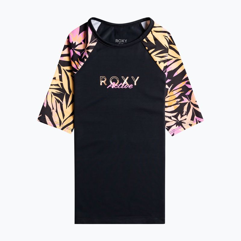 ROXY Active Joy vaikiški maudymosi marškinėliai Lycra antracite zebra jungle girl 4