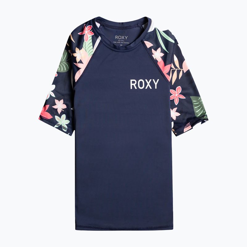 ROXY vaikiški maudymosi marškinėliai ROXY Printed Sleeves mood indigo alma