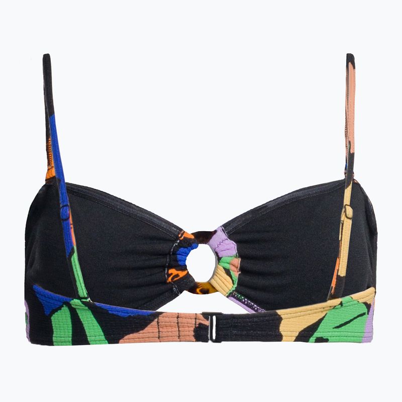 ROXY Color Jam Bandeau maudymosi kostiumėlio viršutinė dalis antracito spalvos su gėlėmis Jammin 2