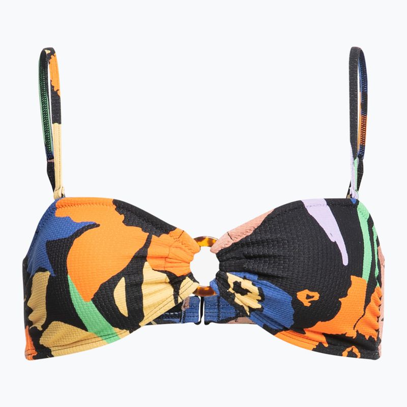 ROXY Color Jam Bandeau maudymosi kostiumėlio viršutinė dalis antracito spalvos su gėlėmis Jammin 4