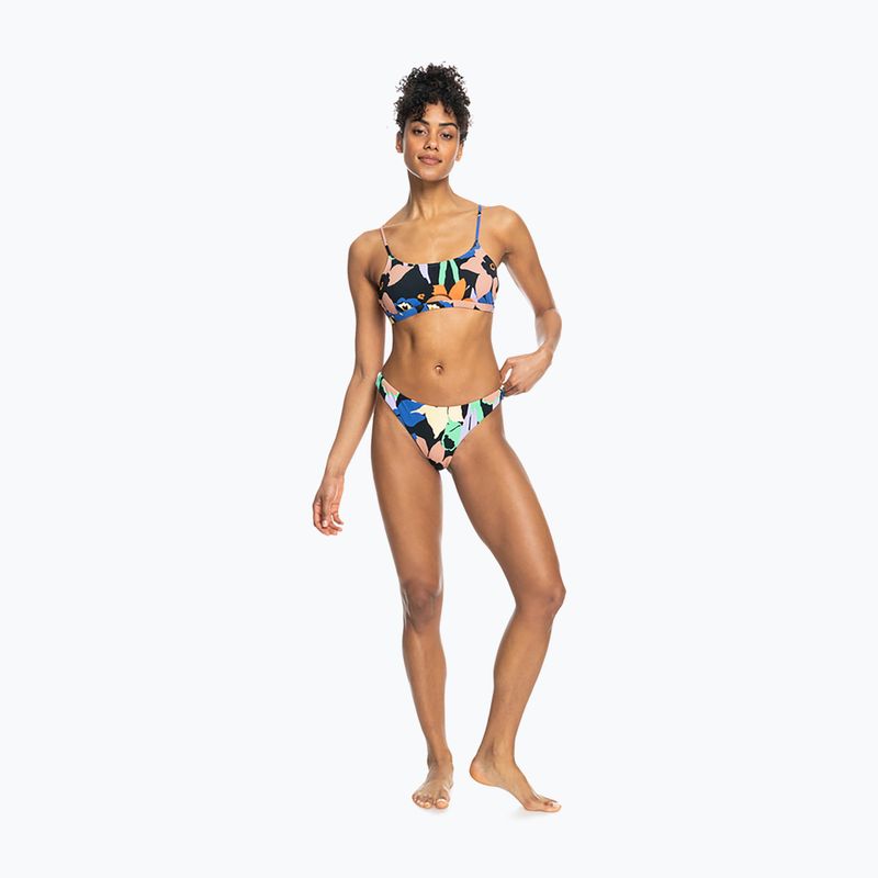 ROXY Color Jam Cheeky antracito spalvos gėlių Jammin maudymosi kostiumėlio apačia 5
