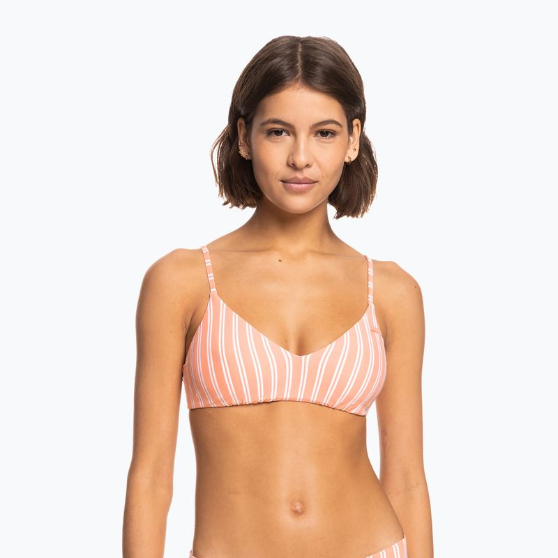 ROXY Into The Sun Athletic Triangle papaya punch novelta stripe swimsuit top h 4