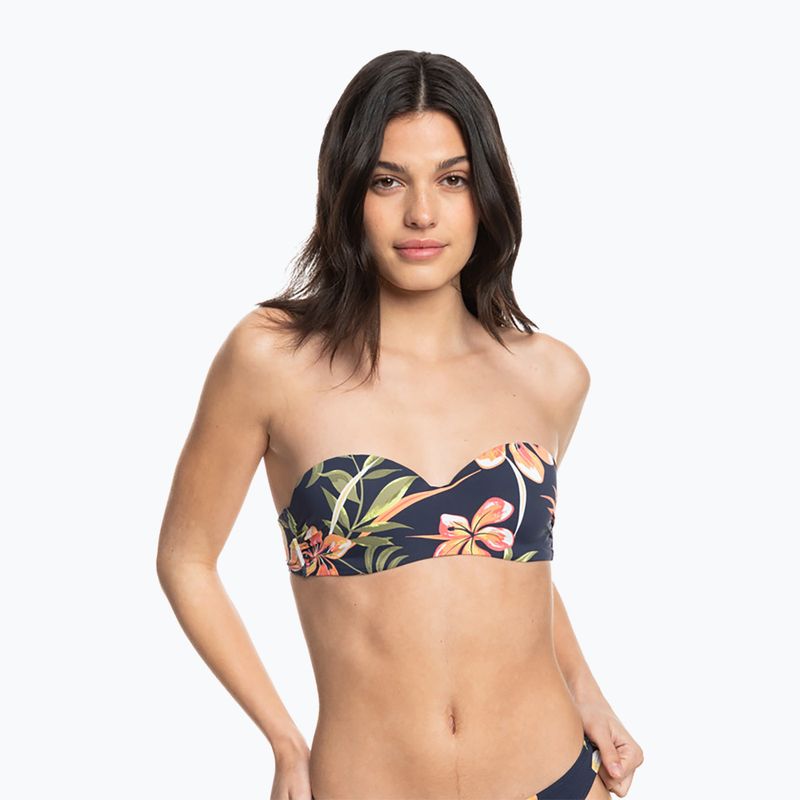 ROXY Into The Sun Mold Bandeau maudymosi kostiumėlio viršutinė dalis nuotaika indigo tropical depht 3