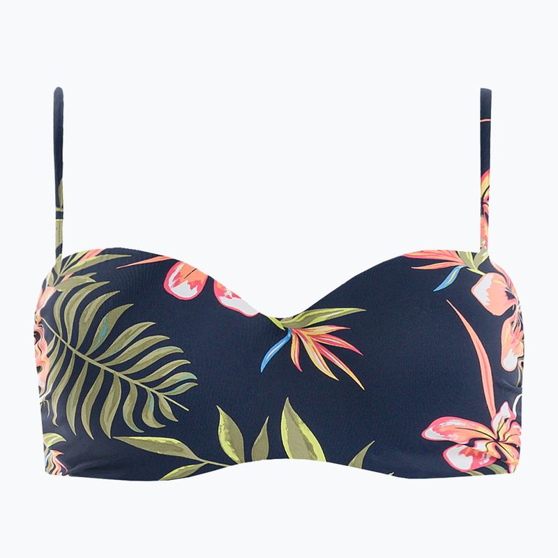 ROXY Into The Sun Mold Bandeau maudymosi kostiumėlio viršutinė dalis nuotaika indigo tropical depht