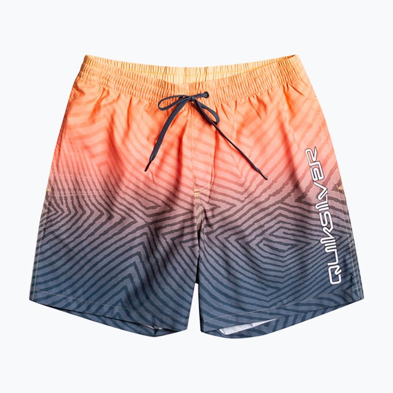 Vyriški "Quiksilver Everyday Warped Logo Volley 17" maudymosi šortai tamsiai mėlynos ir oranžinės spalvos EQYJV04000-BSL6