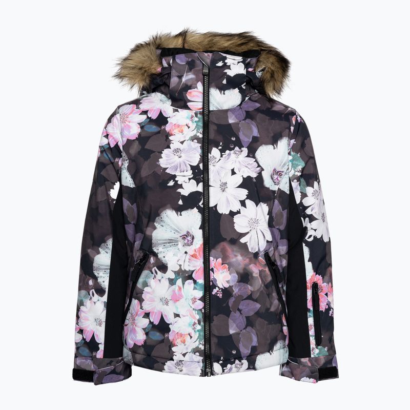 Vaikiška snieglenčių striukė ROXY Jet Ski Girl true black blurry flower 4