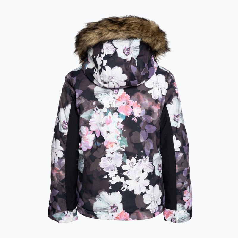 Vaikiška snieglenčių striukė ROXY Jet Ski Girl true black blurry flower 5