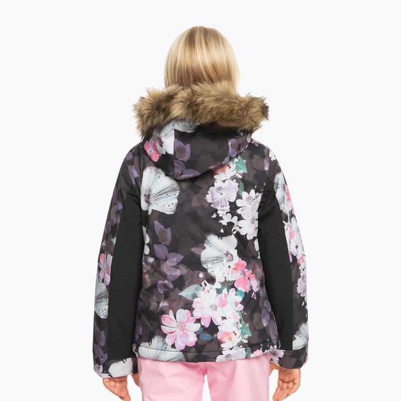 Vaikiška snieglenčių striukė ROXY Jet Ski Girl true black blurry flower 3