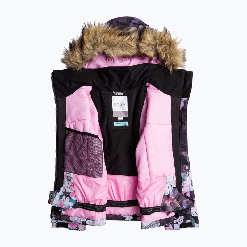 Vaikiška snieglenčių striukė ROXY Jet Ski Girl true black blurry flower 9