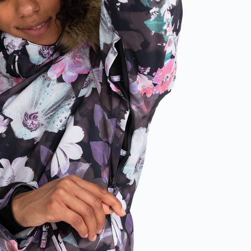 Moteriška snieglenčių striukė ROXY Jet Ski true black blurry flower 5