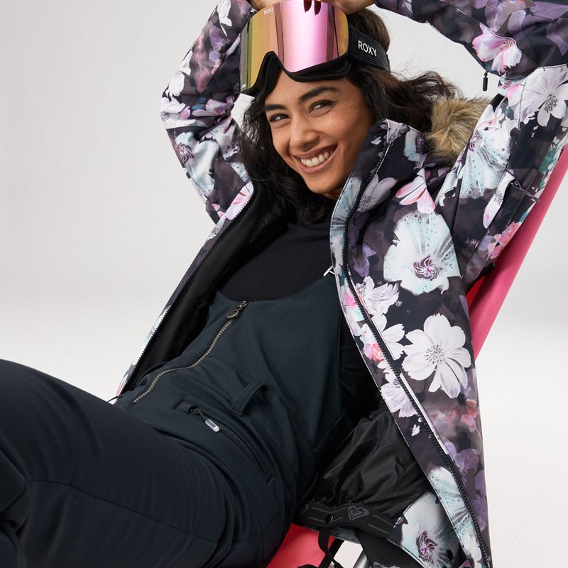 Moteriška snieglenčių striukė ROXY Jet Ski true black blurry flower 14