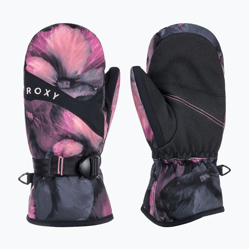 Vaikiškos snieglenčių pirštinės ROXY Jetty Mitt Girl true black pansy rg 5