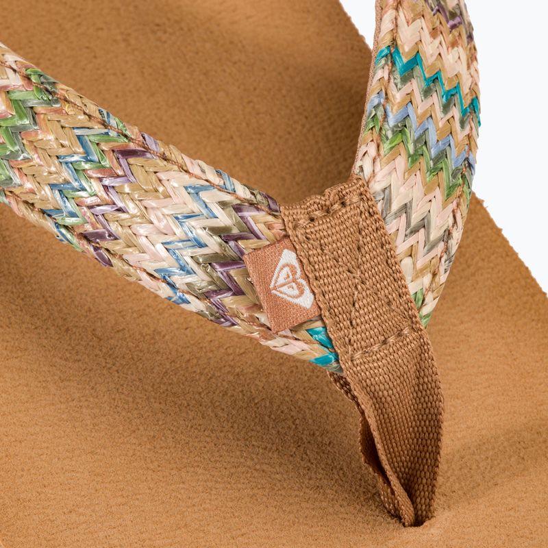 Moteriškos šlepetės per pirštą ROXY Porto Raffia II multi/olive 8
