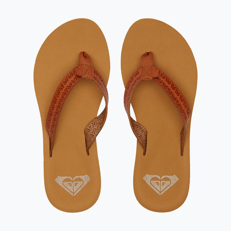 Moteriškos šlepetės per pirštą ROXY Porto Motif tan 2