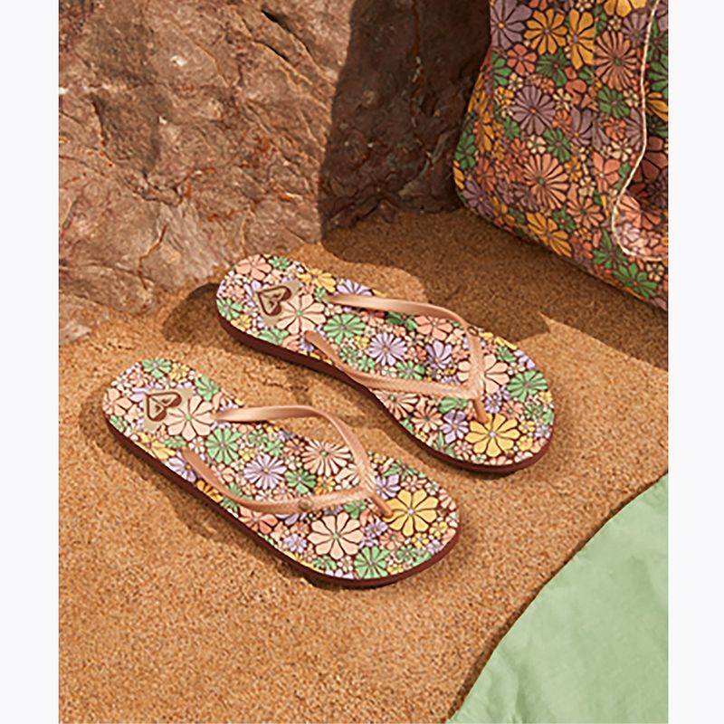 Moteriškos šlepetės per pirštą ROXY Bermuda Print brown combo 9
