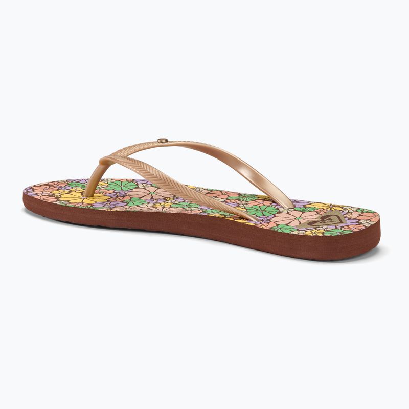 Moteriškos šlepetės per pirštą ROXY Bermuda Print brown combo 3