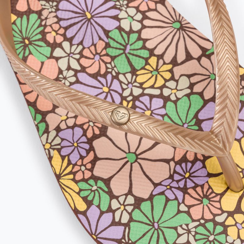 Moteriškos šlepetės per pirštą ROXY Bermuda Print brown combo 8