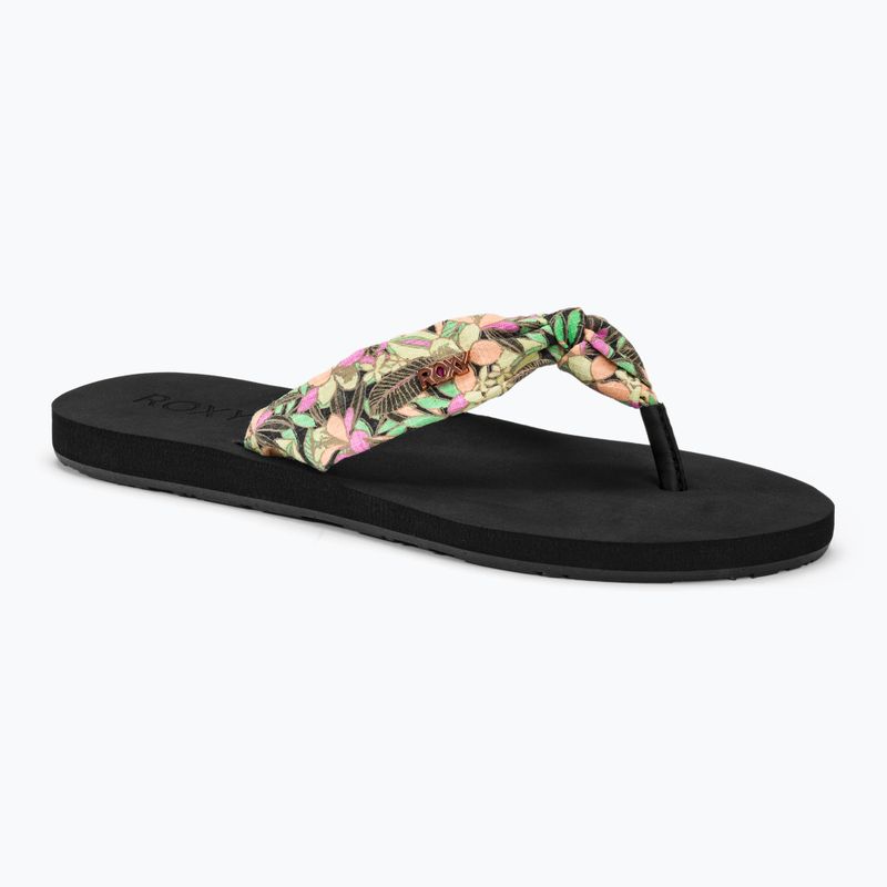Moteriškos šlepetės per pirštą ROXY Paia V black/pink/soft lime